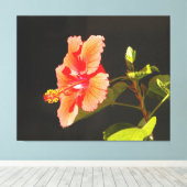 デジタルエンボスハイビスカス、ブレンダ花 キャンバスプリント (インサイチュ (ウッドフロア))