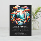 デジタルオンラインウッドランド子供の誕生日 招待状 (スタンド正面)