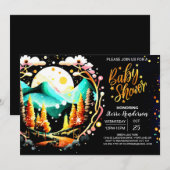デジタルカスタムウッドランド編集可能ベビーシャワー 招待状 (正面/裏面)