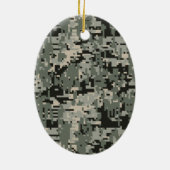 デジタルカモフラージュのスター型ステンシル セラミックオーナメント (裏面)