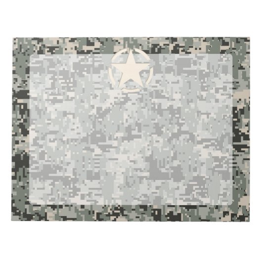デジタルカモフラージュのスター型ステンシル ノートパッド (正面)