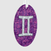 デジタルカモフラージュのパールジェミニ〔占星術の〕十二宮図シンボル オーナメント (正面)