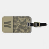 デジタルカモフラージュ、迷彩柄、カラーブロックキッドのイニシャル ラゲッジタグ (正面横)