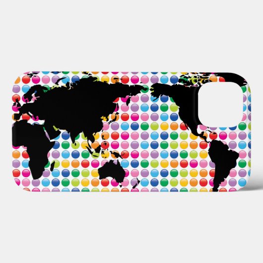 デジタルカラフルな虹は世界地図の電話箱に点を打ちます Case-Mate iPhoneケース (裏面 (横))