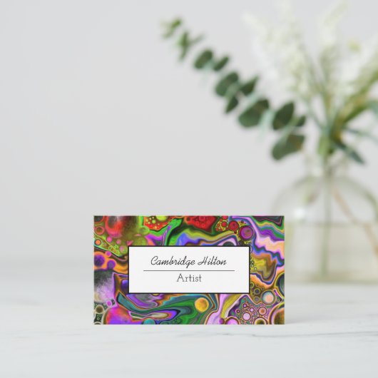 デジタルカラフルプ絵を描ローターの流動的な芸術 名刺 (スタンド正面)