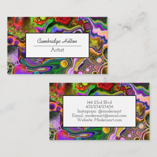 デジタルカラフルプ絵を描ローターの流動的な芸術 名刺 (正面/裏面)