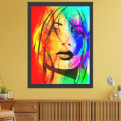 デジタルカラフル抽象芸術ポートレート失った女子 キャンバスプリント (インサイチュ (リビング))