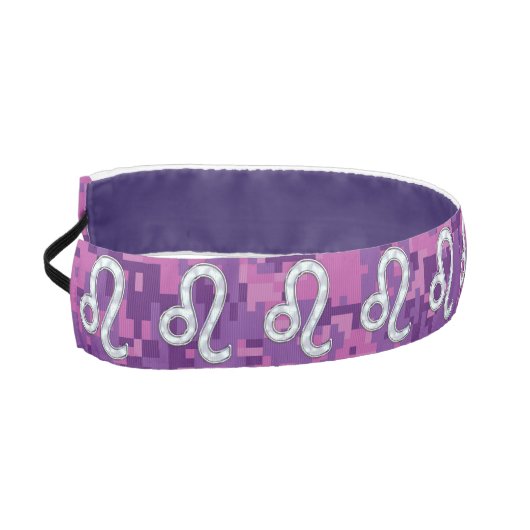 デジタルガーリーなピンクの赤紫の迷彩柄のレオの印 アスレチックヘッドバンド (左)