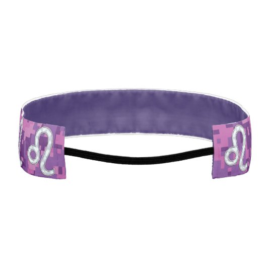 デジタルガーリーなピンクの赤紫の迷彩柄のレオの印 アスレチックヘッドバンド (裏面)