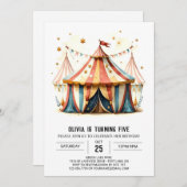 デジタルキッズテントサーカス誕生日 招待状 (正面/裏面)