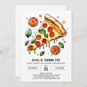 デジタルキッズピザ誕生日 招待状 (正面/裏面)