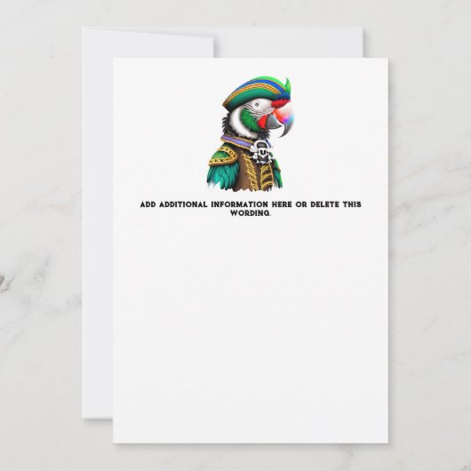 デジタルキッズ海賊誕生日パーティー女の子の誕生日 招待状 (裏面)