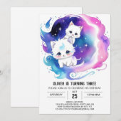 デジタルキャット魅惑誕生日 招待状 (正面/裏面)