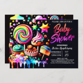 デジタルキャンディドリーム赤ちゃんシャワー 招待状 (正面/裏面)