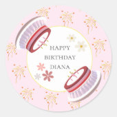 デジタルキャンドル3Dケーキ誕生祝い ラウンドシール (正面)