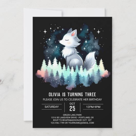 デジタルキュートウルフ誕生日 招待状 (正面)