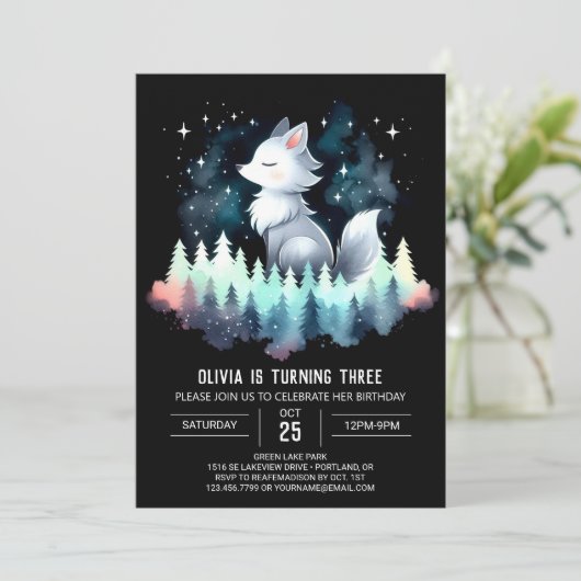 デジタルキュートウルフ誕生日 招待状 (スタンド正面)