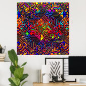 デジタルキルトモダンレトロ ポスター (ホームオフィス)