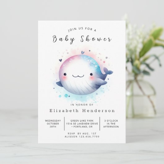 デジタルクラシック鯨類赤ちゃんシャワー 招待状 (スタンド正面)