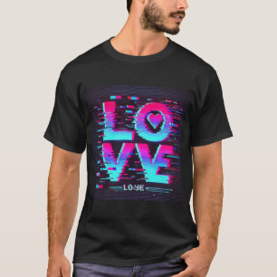 デジタルグリッチのラブエフェクト Tシャツ
