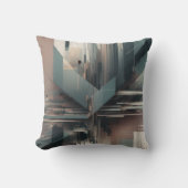 デジタルグリッチアートの断片化された図形の線の歪み クッション (正面)