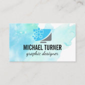 デジタルコンピュータロゴ |水彩 名刺 (正面)