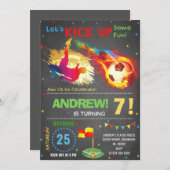 デジタルサッカーの誕生日パーティーをパーソナライズ 招待状 (正面/裏面)