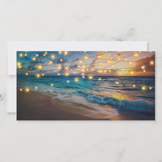 デジタルサンセットビーチ日付の保存招待状 セーブザデート (裏面)