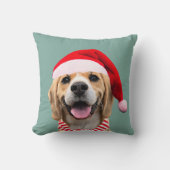 デジタルサンタハットスカーフギフト付き犬ペットフォト クッション (正面)