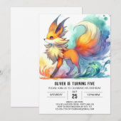 デジタルシックキツネ誕生日 招待状 (正面/裏面)