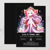 デジタルシンプルプリンセス誕生日 招待状 (正面/裏面)