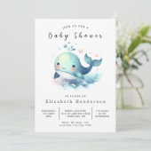 デジタルシンプル鯨類赤ちゃんシャワー 招待状 (スタンド正面)
