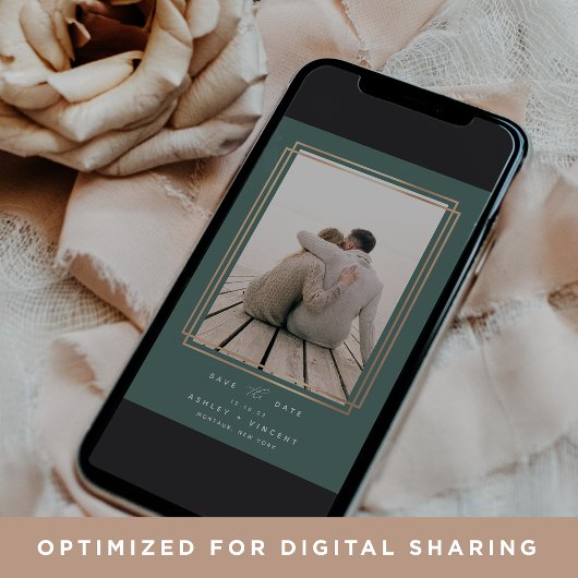 デジタルジオメトリックフレーム | 垂直方向の写真 セーブザデート