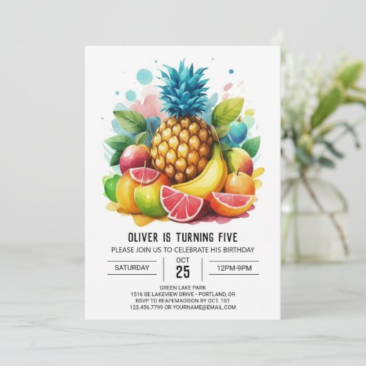 デジタルスイカフィエスタフルーツ誕生日 招待状 (スタンド正面)