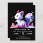 デジタルスイートキャット誕生日 招待状 (正面/裏面)