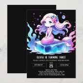デジタルスウィートマーメイド誕生日 招待状 (正面/裏面)
