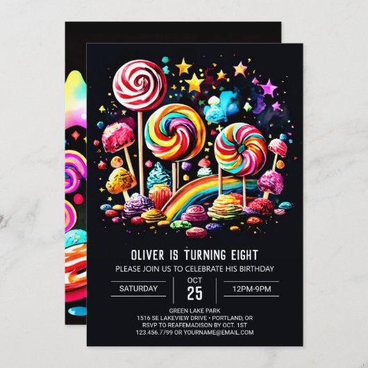 デジタルスウィートワンダーランド誕生日 招待状 (正面/裏面)