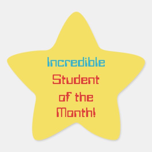 デジタルスタイル「今月の素晴らしい学生!」 星シール (正面)