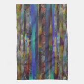 デジタルストライプカラー質感の破れた キッチンタオル (縦)