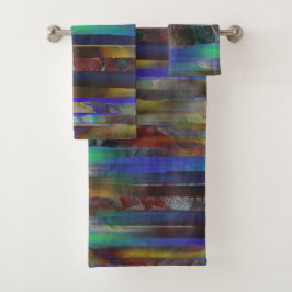 デジタルストライプカラー質感の破れた バスタオルセット