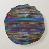 デジタルストライプカラー質感の破れた ラウンドクッション (裏面)