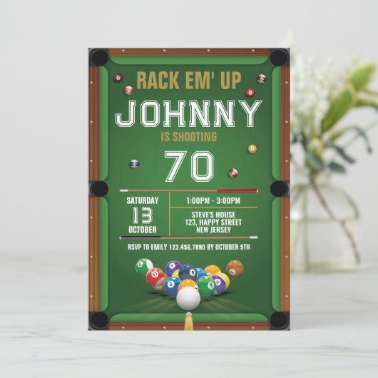 デジタルスヌーカービリヤード誕生日招待状 招待状 (スタンド正面)