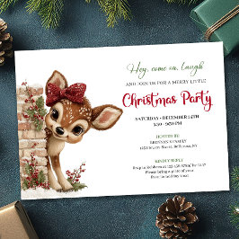 デジタルダウンロードの赤ちゃんトナカイのクリスマスパーティー招待状 招待状