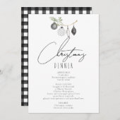 デジタルダウンロードブラック&ホワイトディナーメニュー 招待状 (正面/裏面)