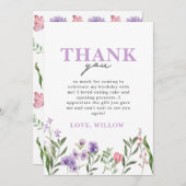 デジタルダウンロードリトルワイルドフラワーサンキューカード 招待状 (正面/裏面)