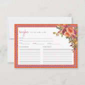 デジタルダウンロード明るい赤紫色フローラレシピカード 招待状 (正面)