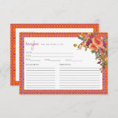 デジタルダウンロード明るい赤紫色フローラレシピカード 招待状 (正面/裏面)