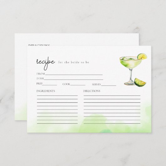 デジタルダウンロード水色マルガリータレシピカード 招待状 (正面/裏面)