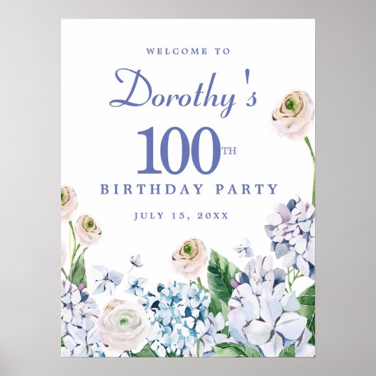 デジタルダウンロード紫陽花100th誕生日へようこそ ポスター (正面)