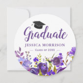 (デジタルダウンロード)バイオレットパープルフローラ卒業 招待状 (正面)